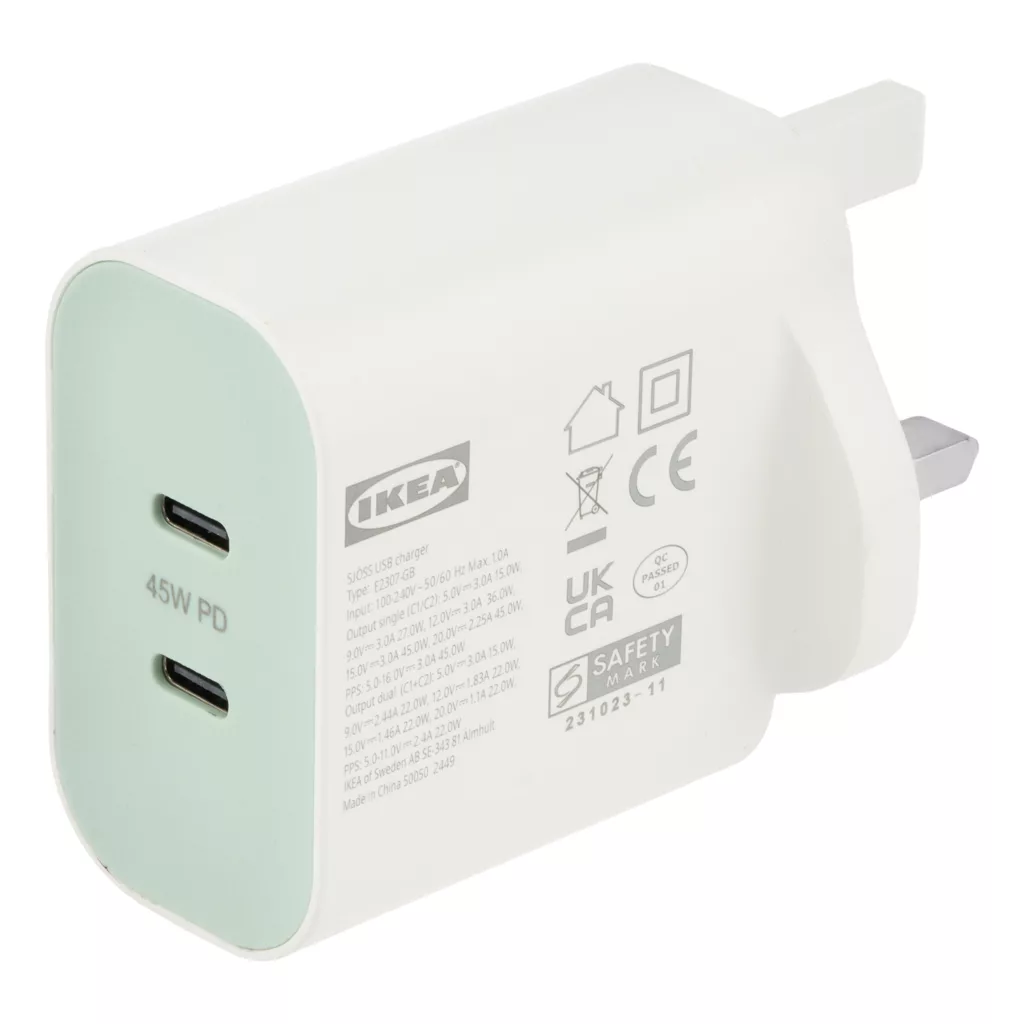 شارژر دیواری 45 وات دو پورت ایکیا مدل SJÖSS