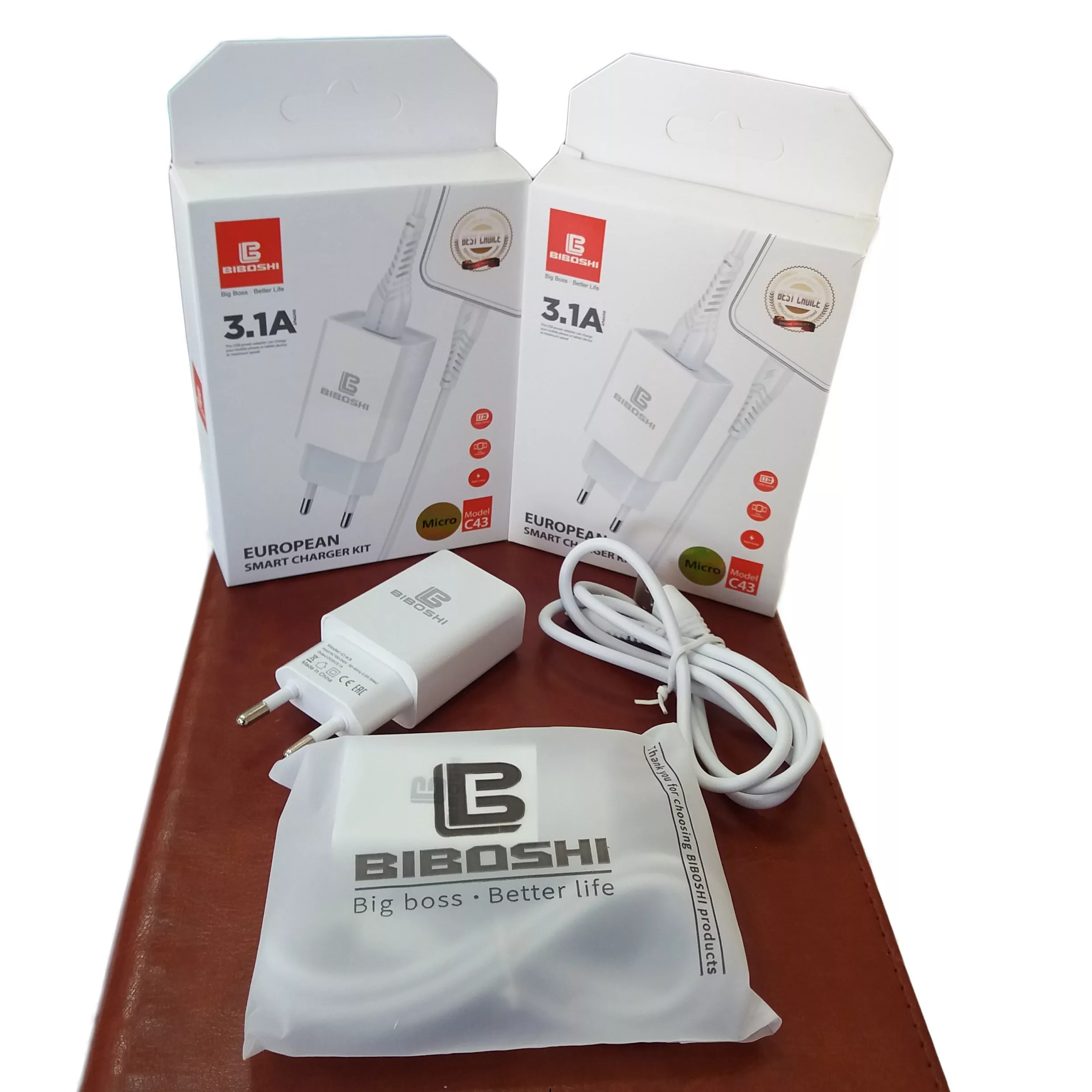 شارژر دیواری بیبوشی مدل C43 به همراه کابل تبدیل microUSB