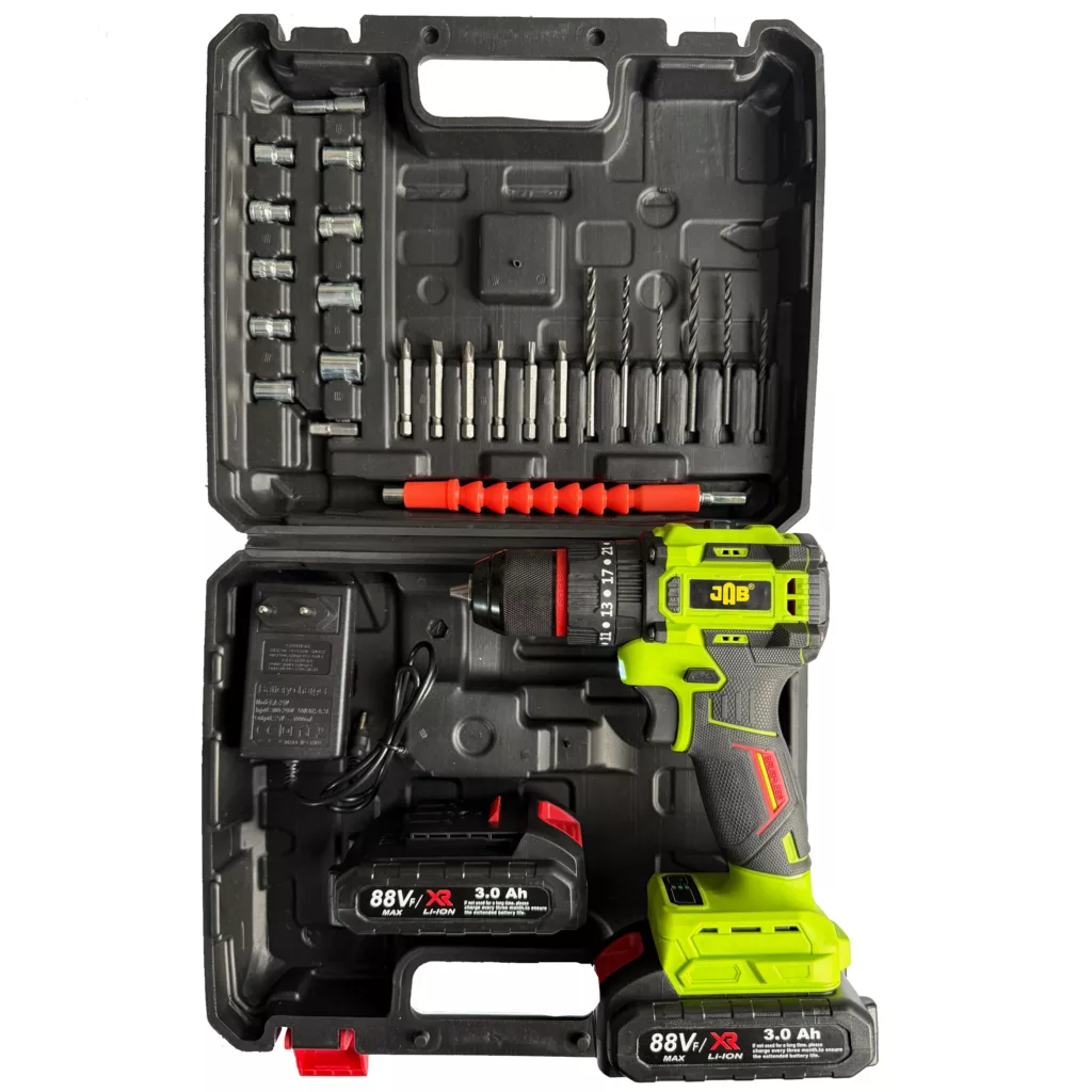پیچ گوشتی شارژی 88 ولت سه نظام جاب مدل JB-88 POWER X مجموعه 40 عددی