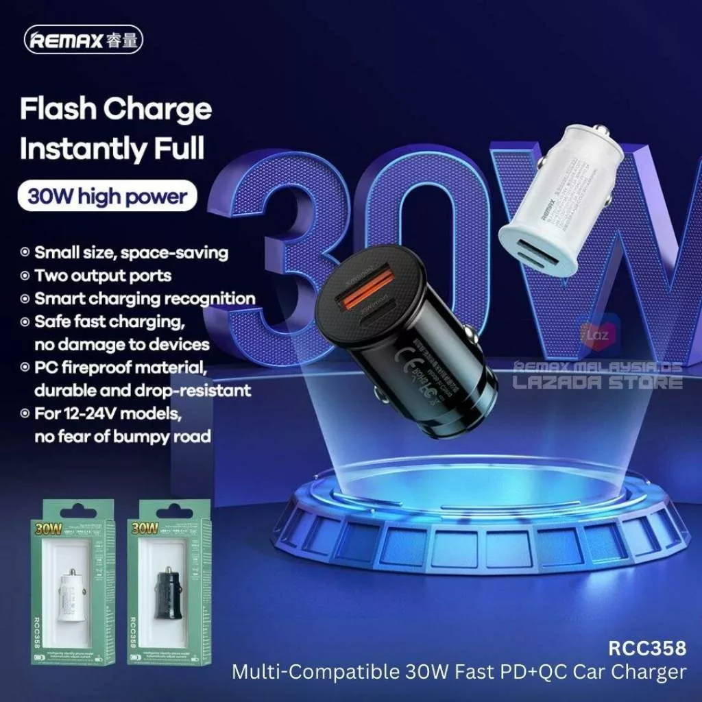 شارژر فندکی 30 وات ریمکس مدل RCC358-30W-PD+QC