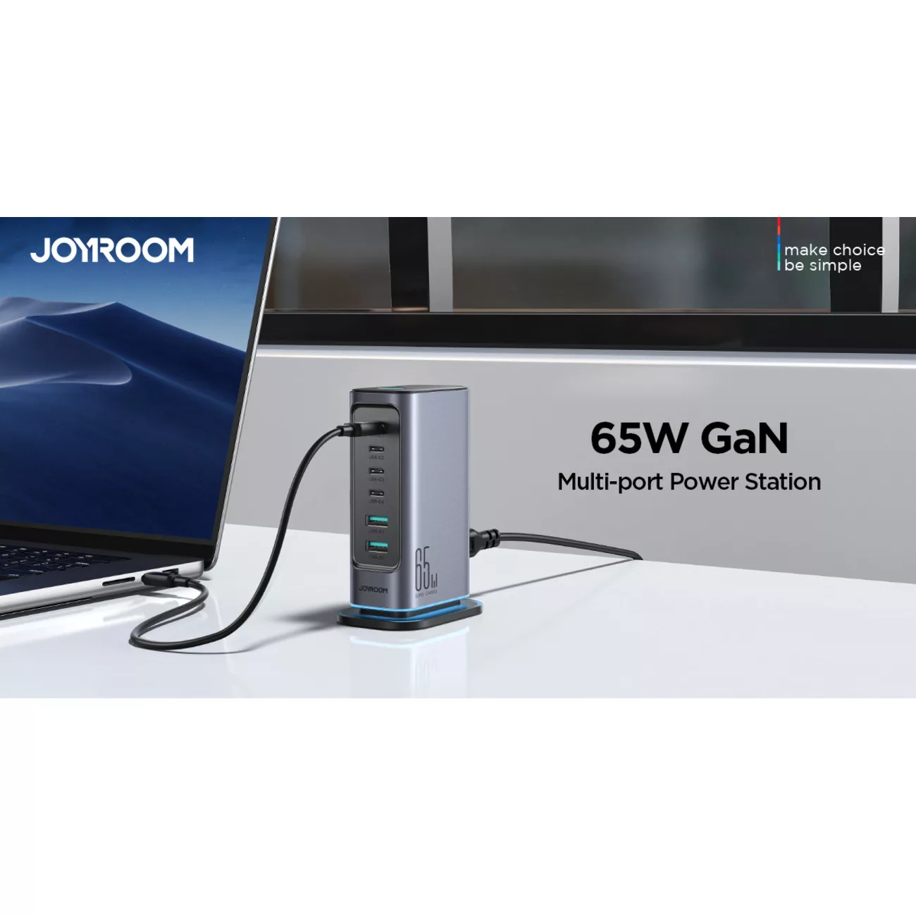 شارژر رومیزی 65 وات جوی روم مدل JR-TCM02