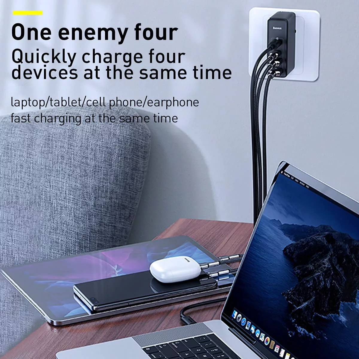 شارژر دیواری باسئوس مدل CCGAN2P-K01 به همراه کابل USB-C
