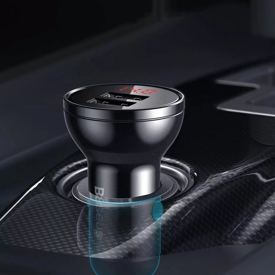 شارژر فندکی  باسئوس مدل Car Charger Suit-24W به همراه کابل تبدیل microUSB/ USB-C / لایتنینگ