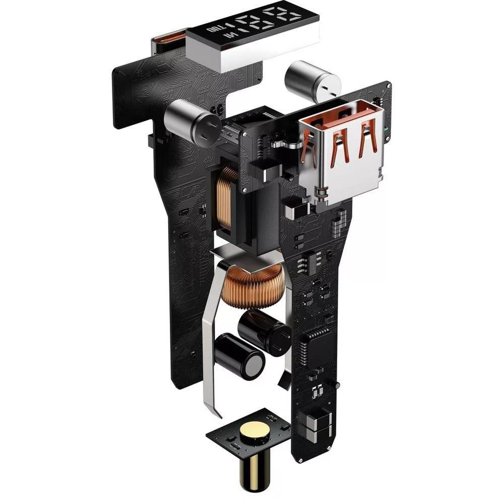 شارژر فندکی باسئوس مدل Digital Display PPS 100W به همراه کابل تبدیل USB-C