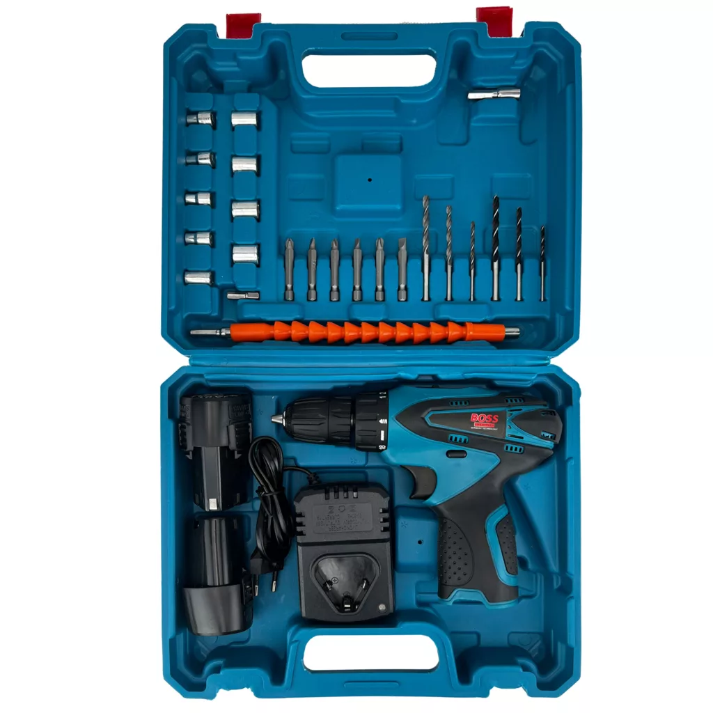 پیچ گوشتی شارژی باس مدل 18V-2B BLUE مجموعه 28 عددی