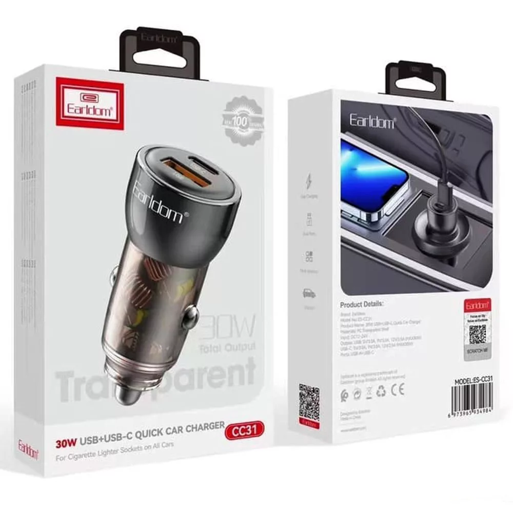 شارژر فندکی 30 وات ارلدام مدل CC31