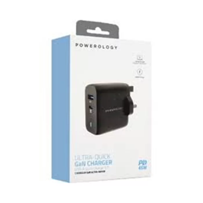 شارژر دیواری 45 وات پاورولوجی مدل PWCUQC004 GaN 45W