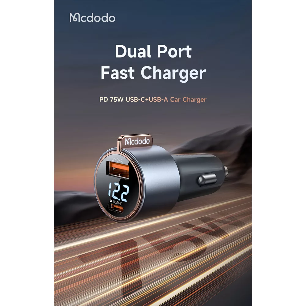 شارژر فندکی 75وات دو پورت مک دودو مدل CC-3690