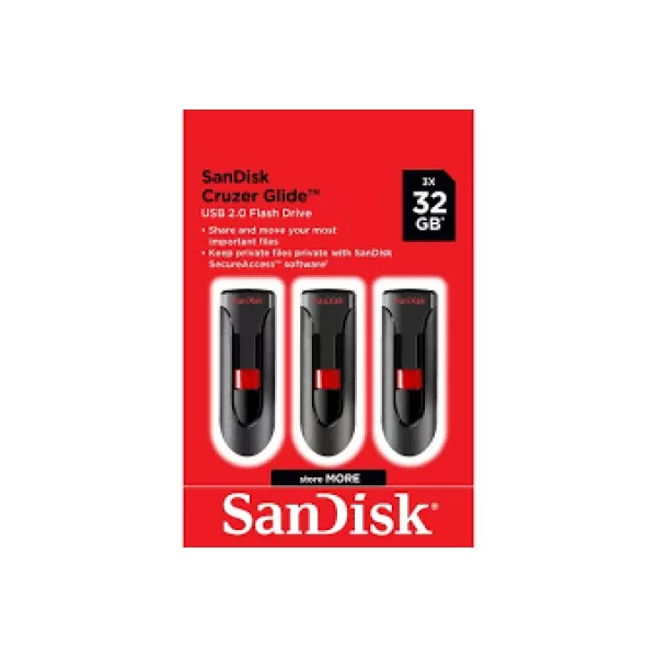 فلش مموری سن دیسک مدل CZ60 GLIDE ظرفیت 32 گیگابایت بسته 3 عددی