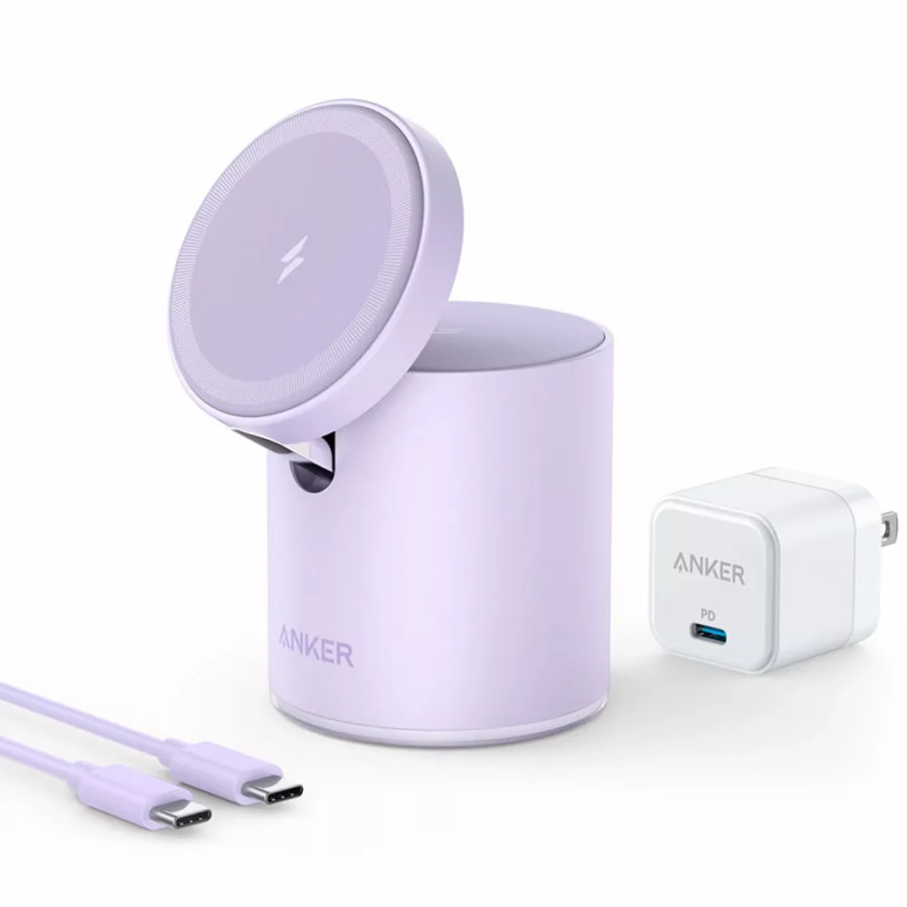 شارژر بی‌سیم 7.5 وات انکر مدل B2568 به همراه شارژر دیواری 20 وات انکر و کابل USB-C به USB-C