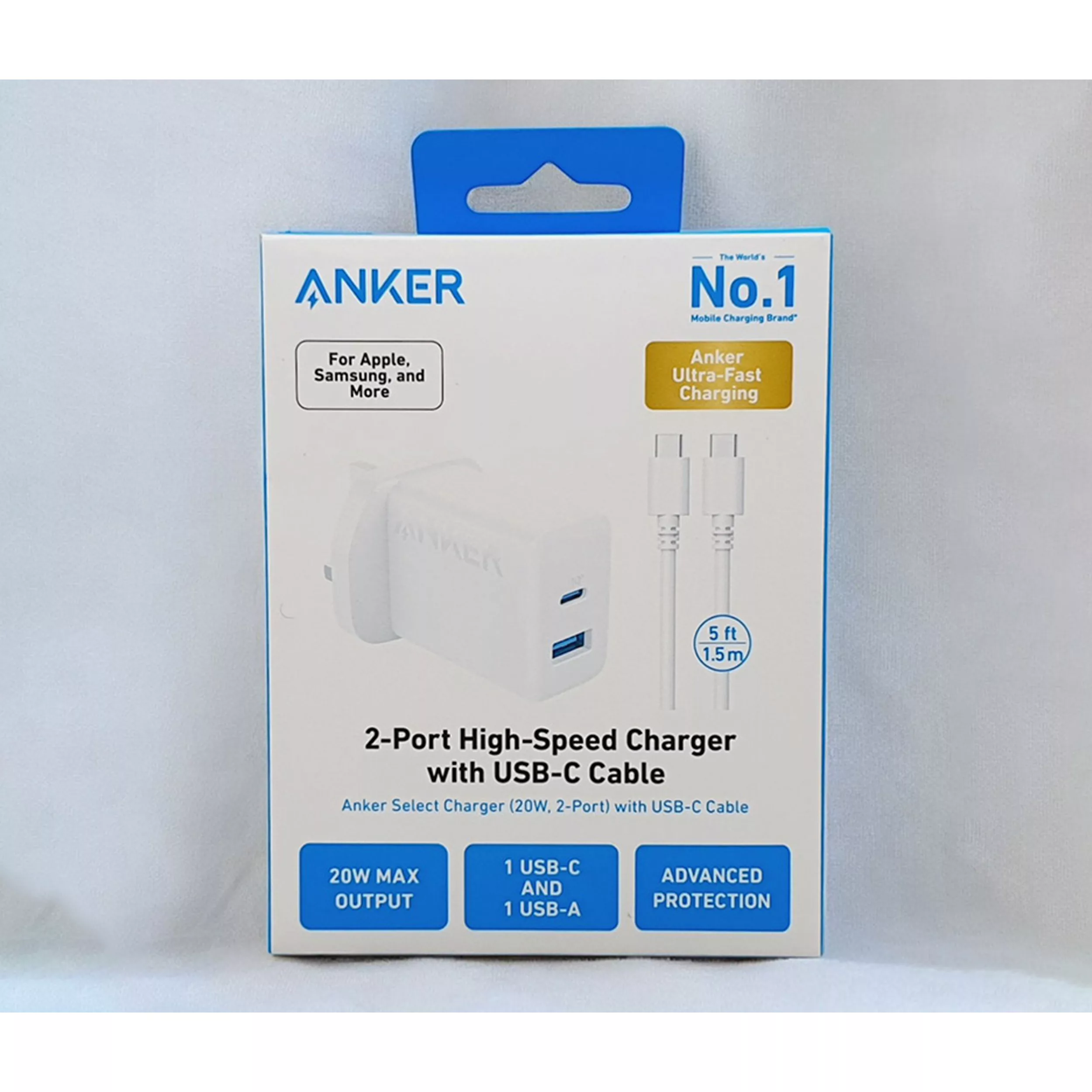 شارژر دیواری 20 وات انکر مدل B2348 به همراه کابل USB-C به طول 1.5 متر