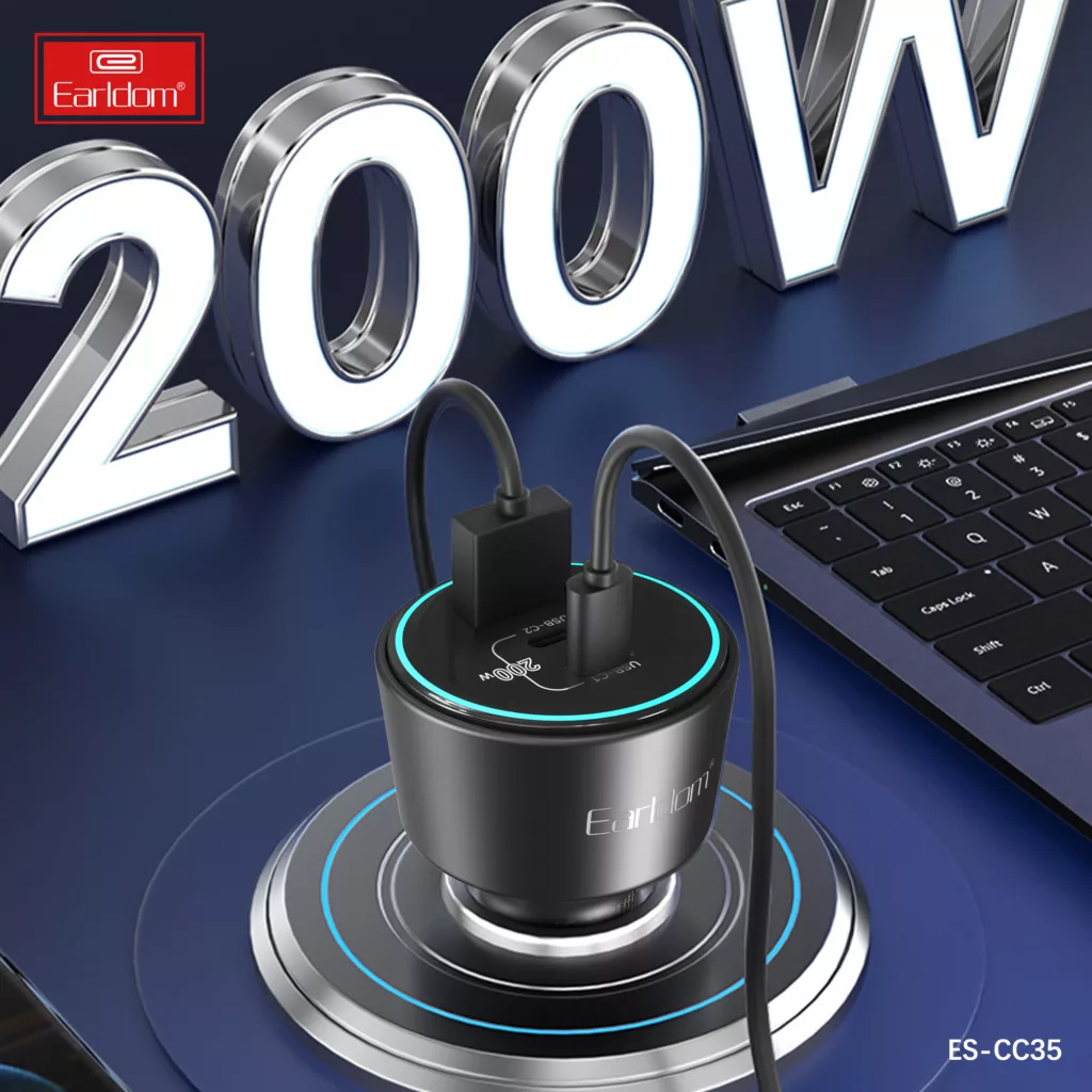 شارژر فندکی 200 وات 3 پورت ارلدام مدل CC35