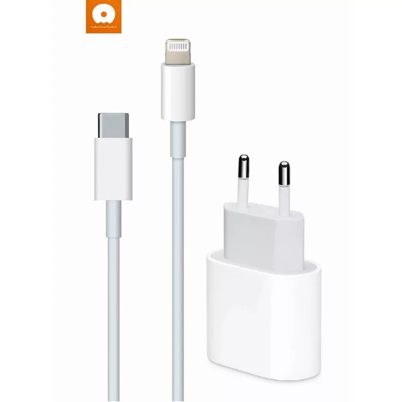 شارژر دیواری 20 وات دبلیو یو دبلیو مدل IPHONE 14 به همراه کابل تبدیل لایتنینگ