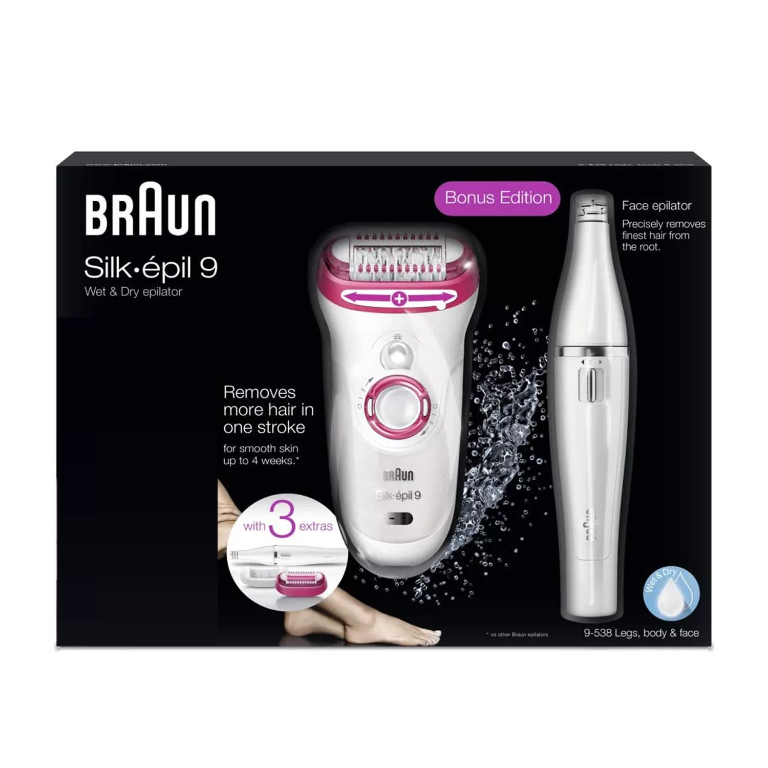 اپیلاتور براون مدل Silk Epil 9 کد 538-9 به همراه اپیلاتور لایه بردار براون کد 01