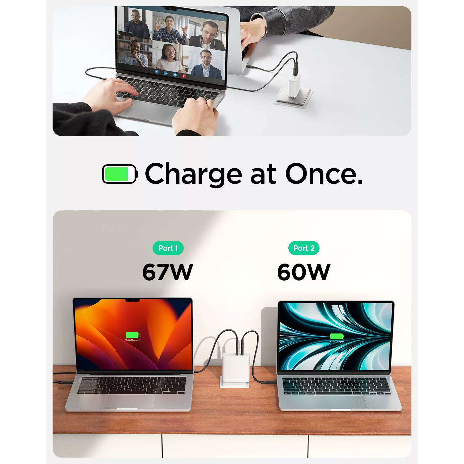 شارژر دیواری 140 وات دو پورت اسپیگن مدل PE2109EU