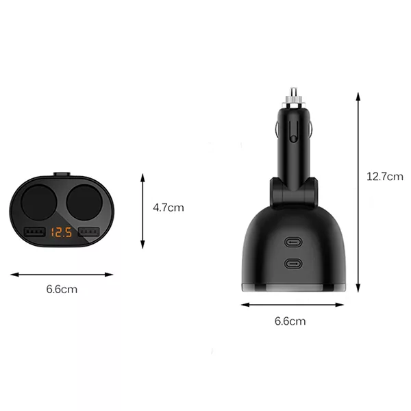 شارژر فندکی 80وات 4 پورت مدل EV-M2-CCY16-EU