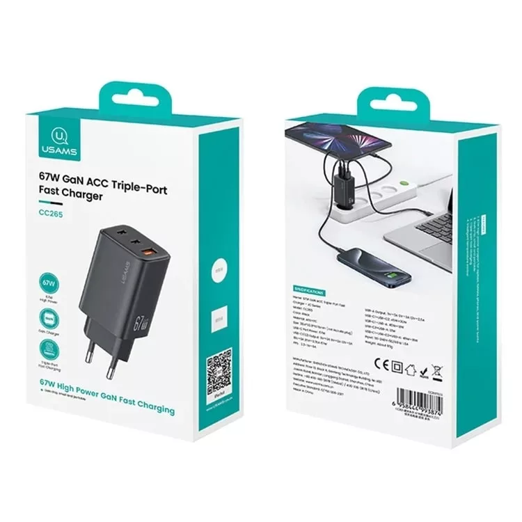 شارژر دیواری 67 وات سه پورت یوسمز مدل CC265
