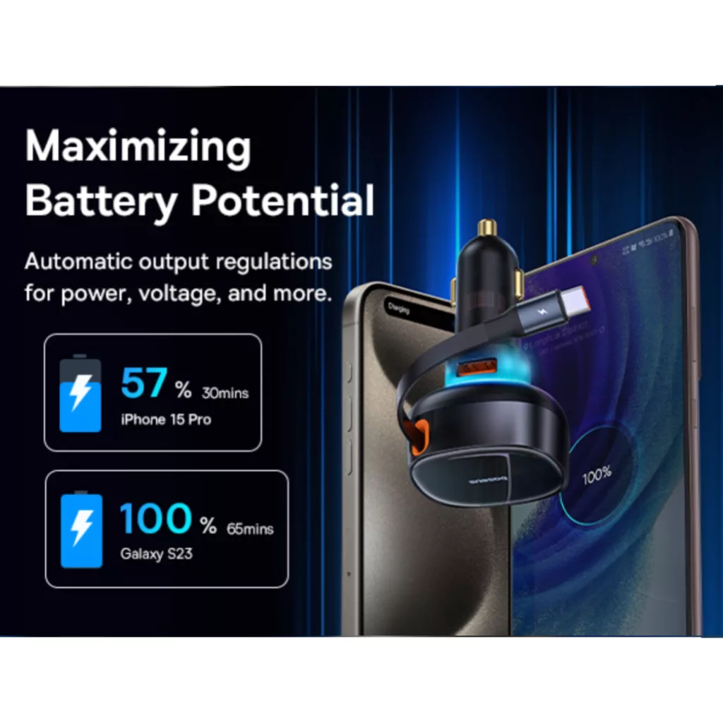 شارژر فندکی 60 وات بیسوس مدل  CCTXP-UC