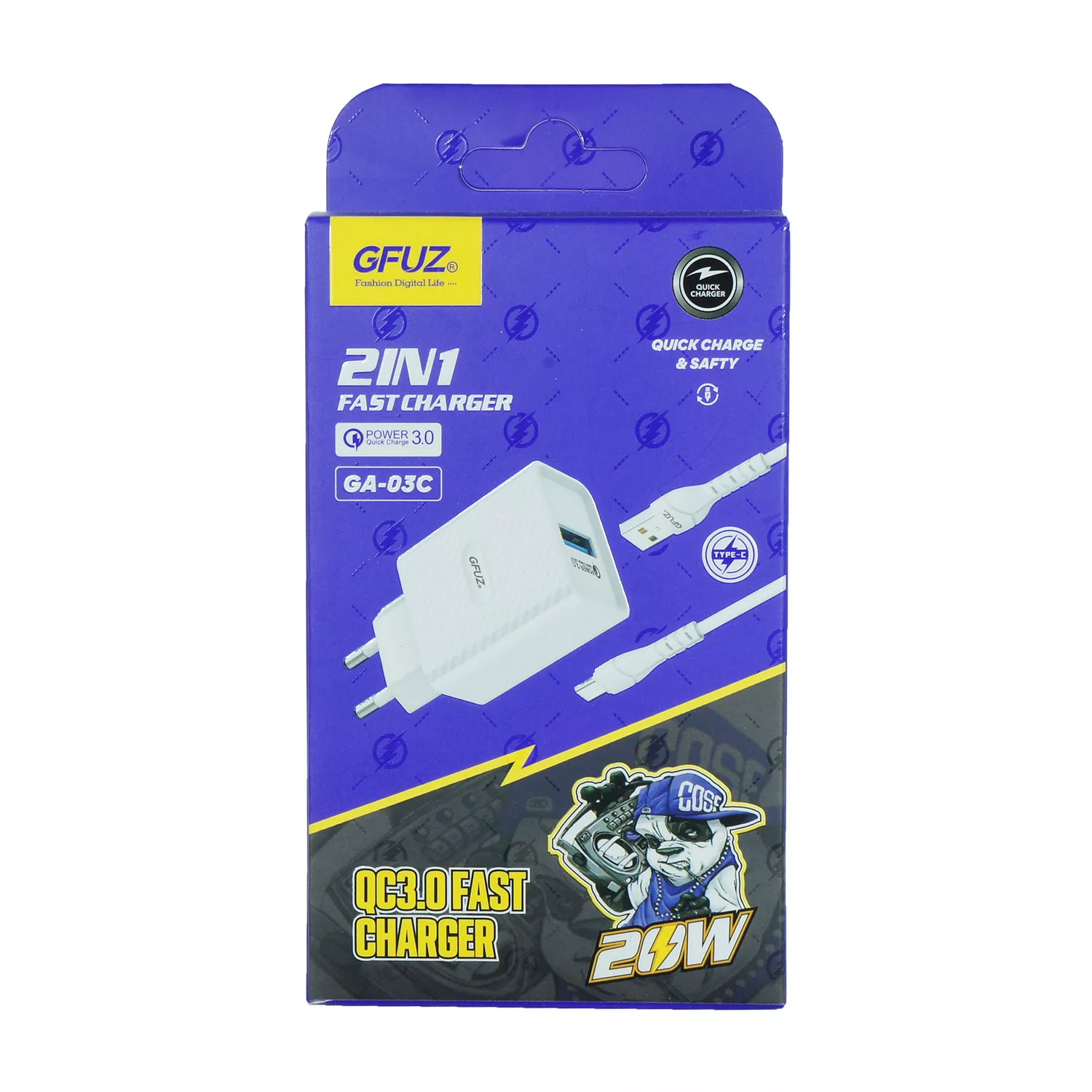 آداپتور شارژر 20 وات جی فوز مدل GA-03C به همراه کابل USB-C