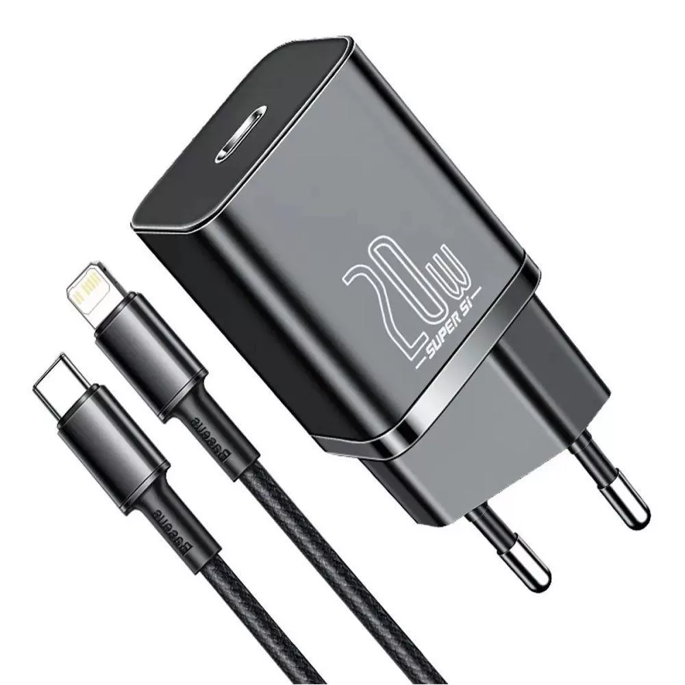 شارژر دیواری باسئوس مدل TZCCSUP-B02 به همراه کابل تبدیل لایتنینگ