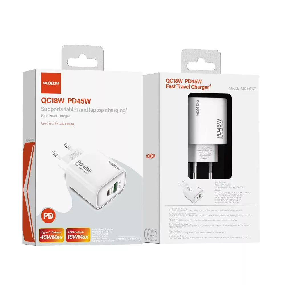 شارژر دیواری 45 موکسوم مدل S24 ULTRA به همراه کابل USB-C