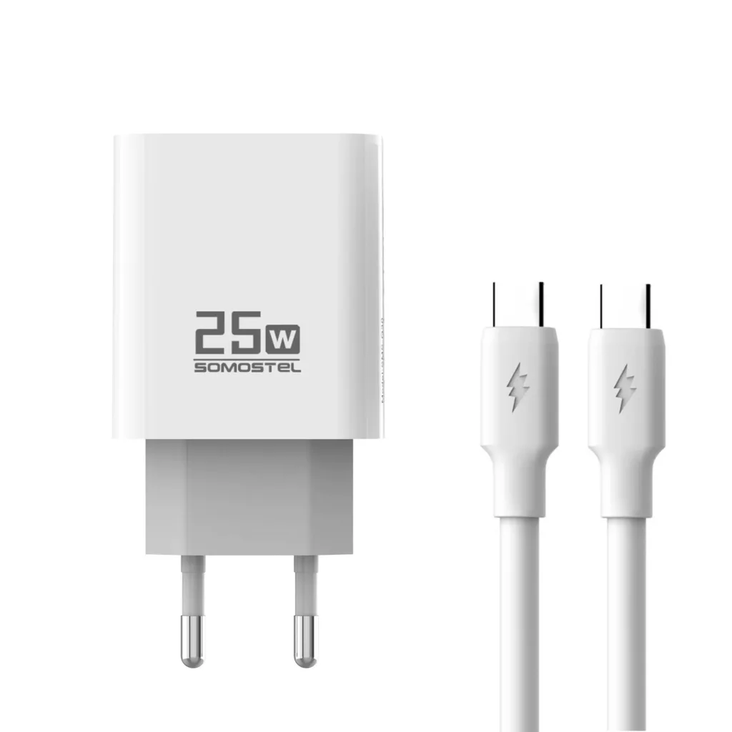 شارژر دیواری 25 وات سوموس تل مدل A54 FAST CHARGE Q30 به همراه کابل تبدیل USB-C