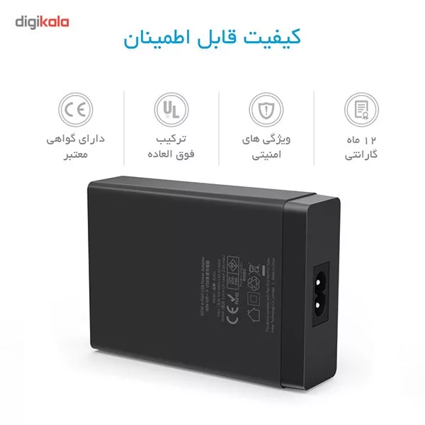شارژر دیواری 60 وات 6 پورت انکر مدل A2123 Powerport 6