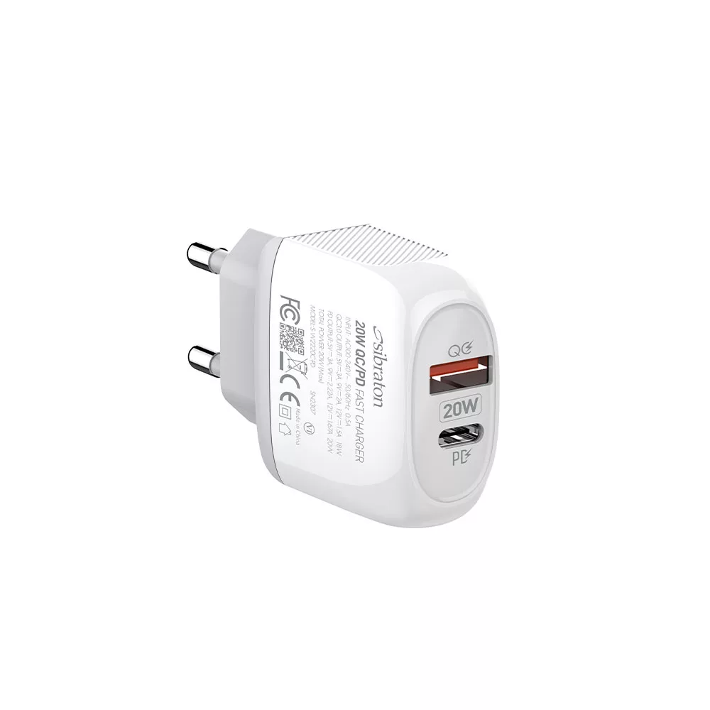 شارژر دیواری 20 وات سیبراتون مدل SW2220i PD به همراه کابل لایتنینگ
