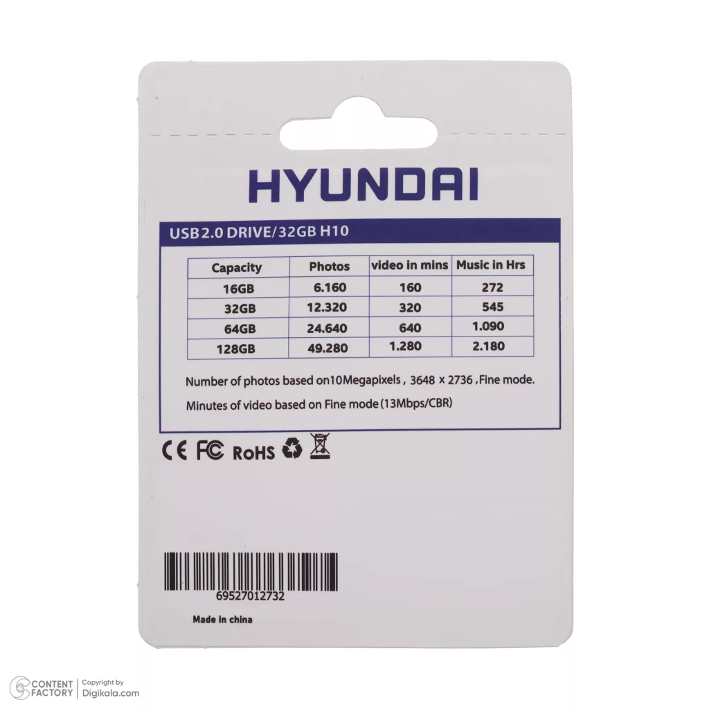 فلش مموری هیوندای مدل H10 3.2 ظرفیت 32 گیگابایت با رابط USB 3.2