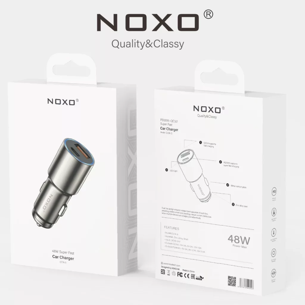 شارژر فندکی 48 وات دو پورت  نوکسو مدل CCN-3