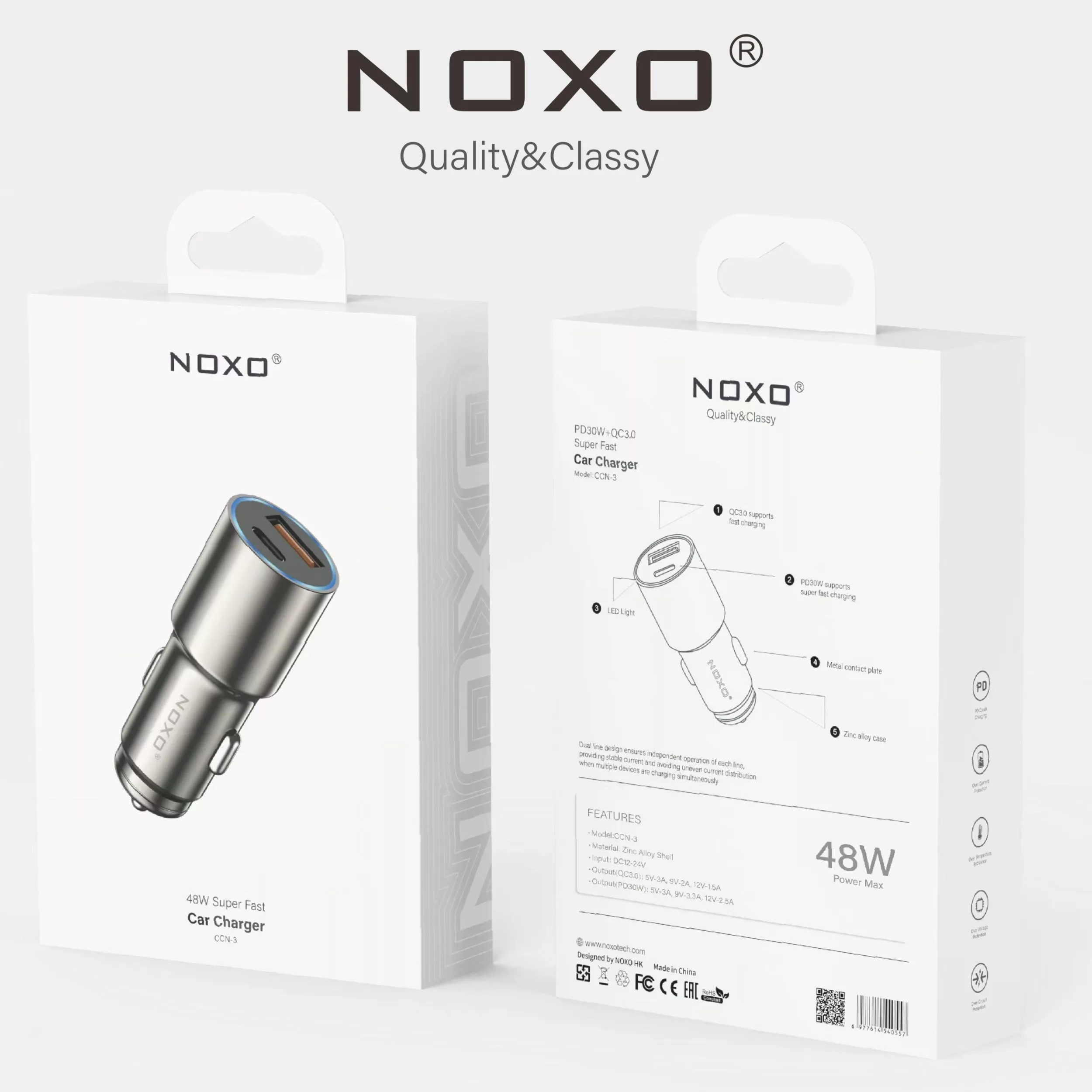 شارژر فندکی 48 وات دو پورت  نوکسو مدل CCN-3