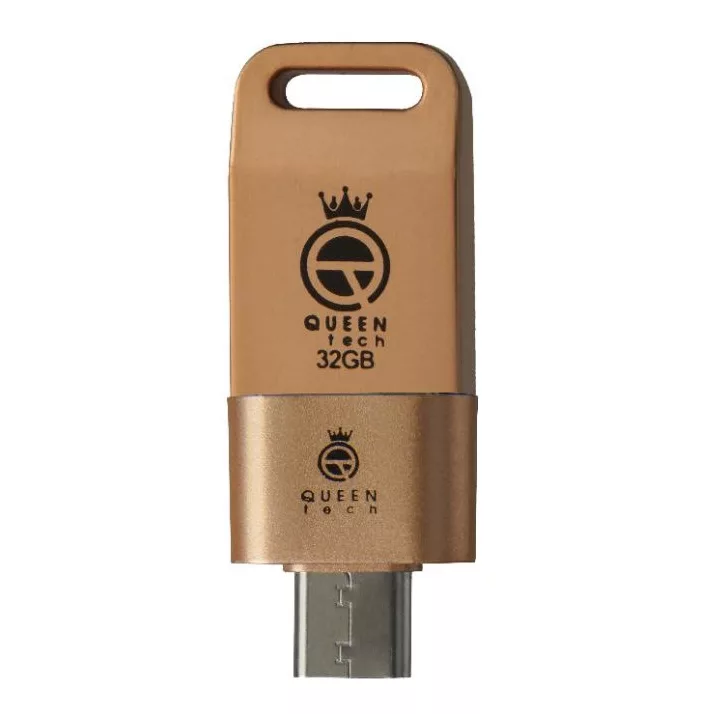 فلش مموری کوئین تک مدل UNIQUE C-PLUS ظرفیت 32 گیگابایت به همراه مبدل usb-c