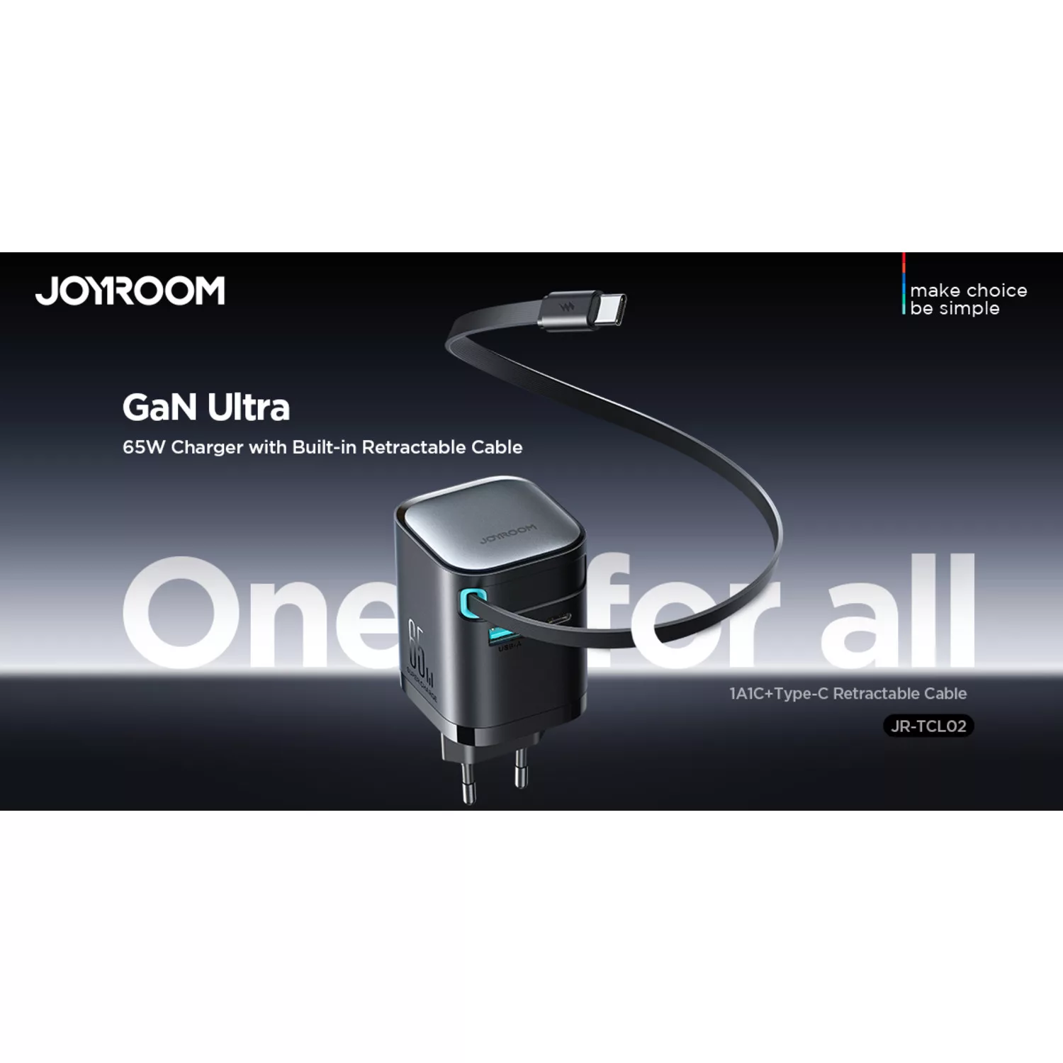 شارژر دیواری 65 وات جوی روم مدل TCL02 EU