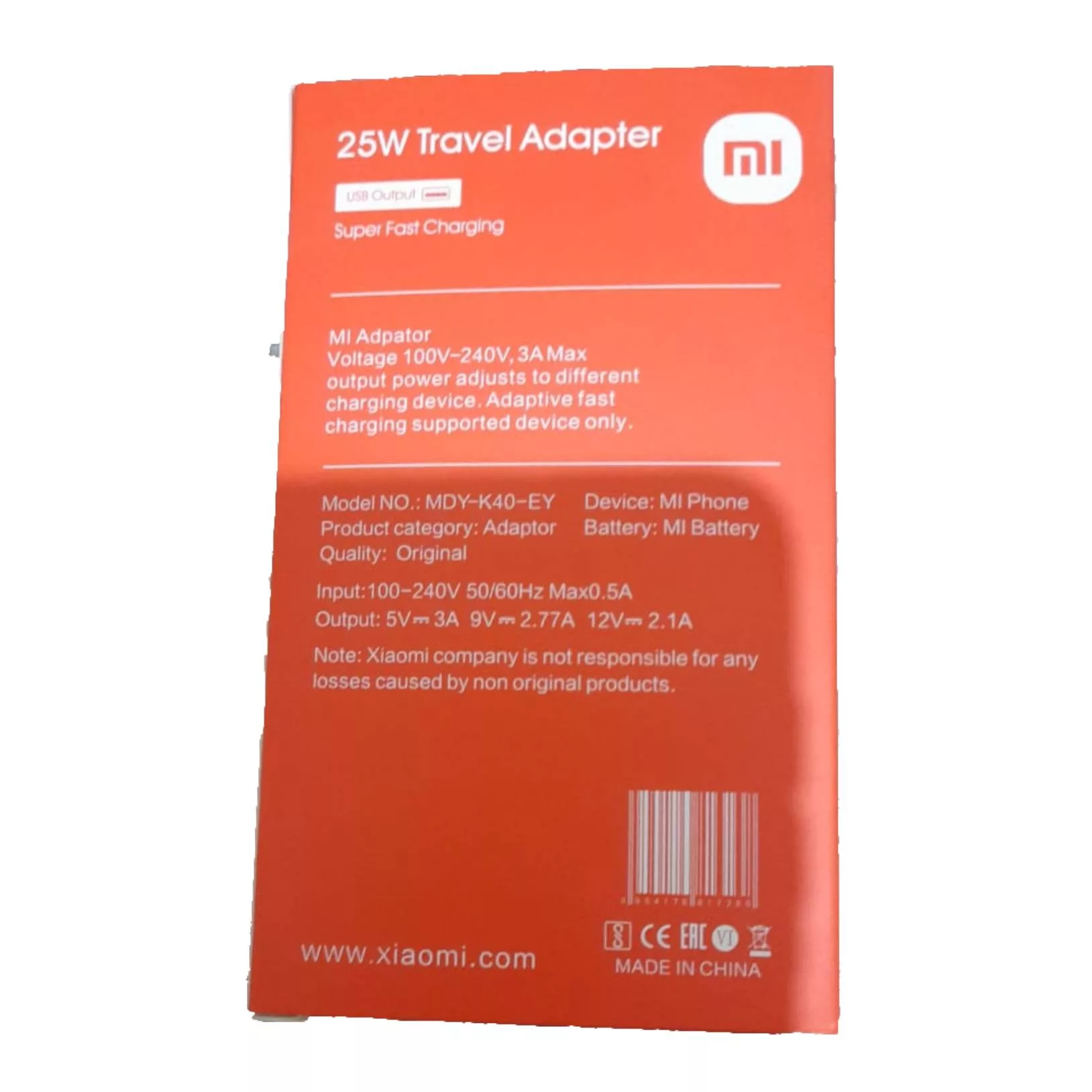 شارژر دیواری شیائومی مدلMDY-K40-EY به همراه کابل تبدیل usb-c