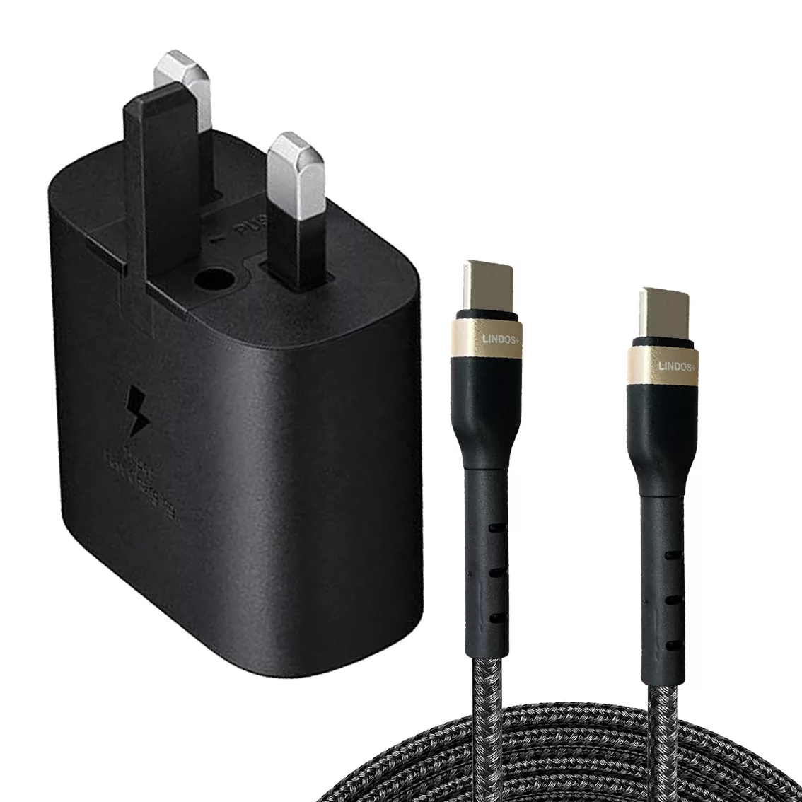 شارژر دیواری 25 وات لیندوس پلاس مدل Galaxy S23 FE با کابل USB-C