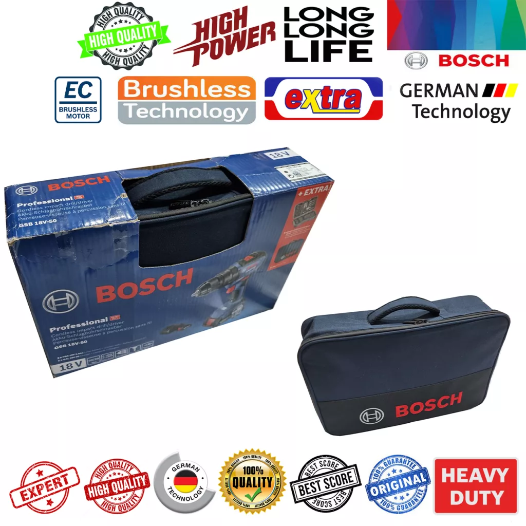 پیچ گوشتی شارژی چکشی بوش مدل GSB 18V-50 Brushless - EXTRA