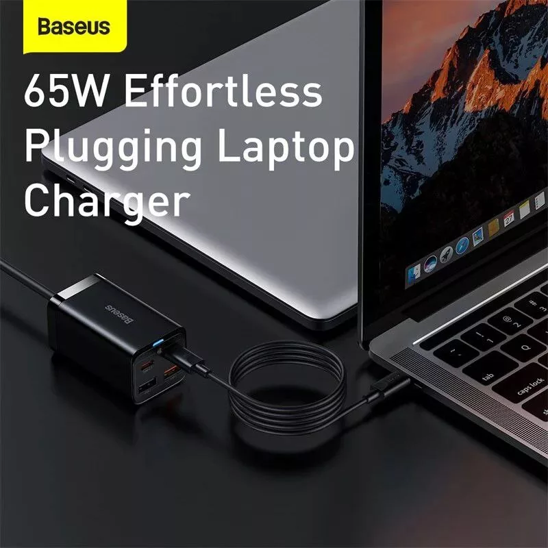 شارژر رومیزی 65 وات بیسوس مدل CCDK65E به همراه کابل تبدیل USB-C