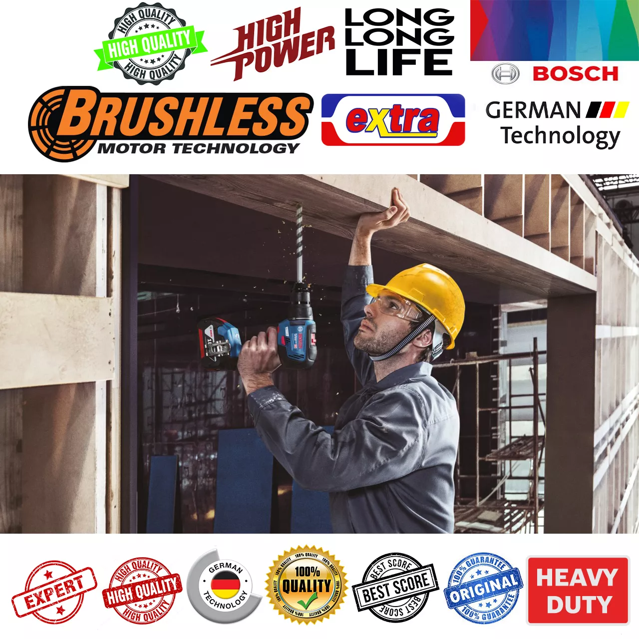 پیچ گوشتی شارژی چکشی بوش مدل بدون ذغال GSB 18V-50 Brushless Professional