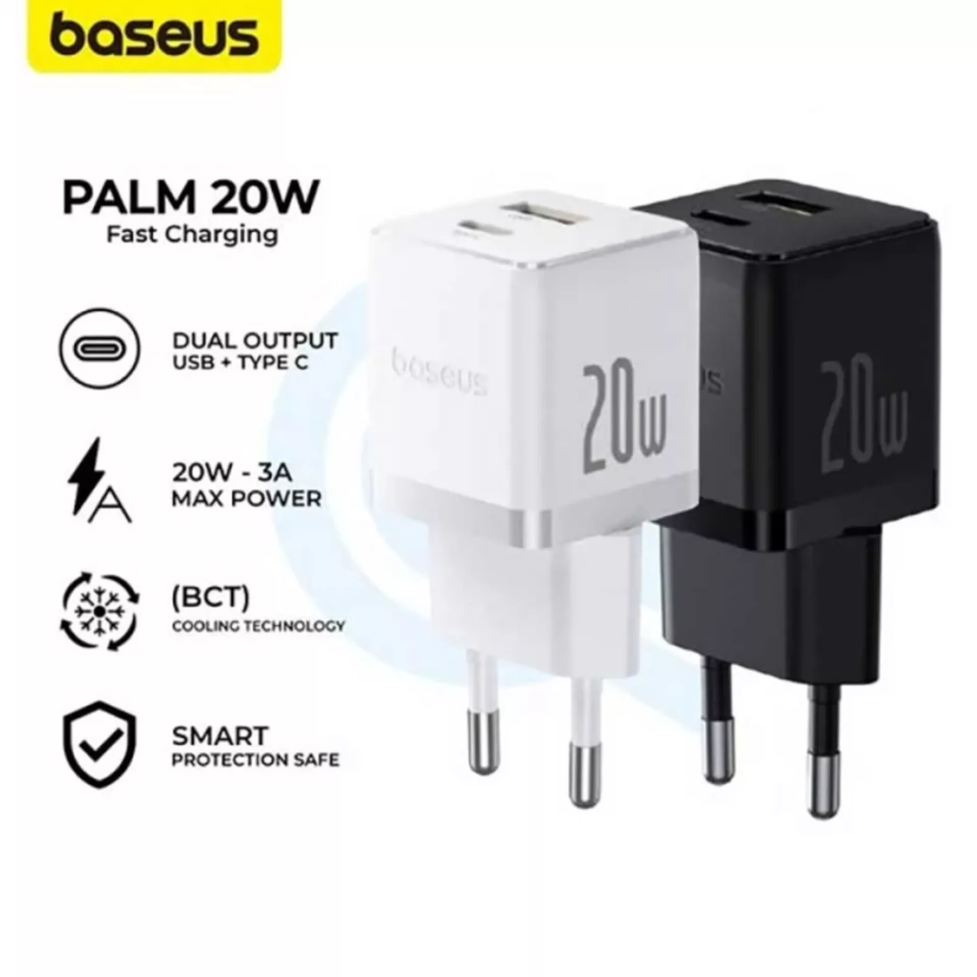 شارژر دیواری 20 وات بیسوس مدل 20W Palm به همراه کابل USB-C