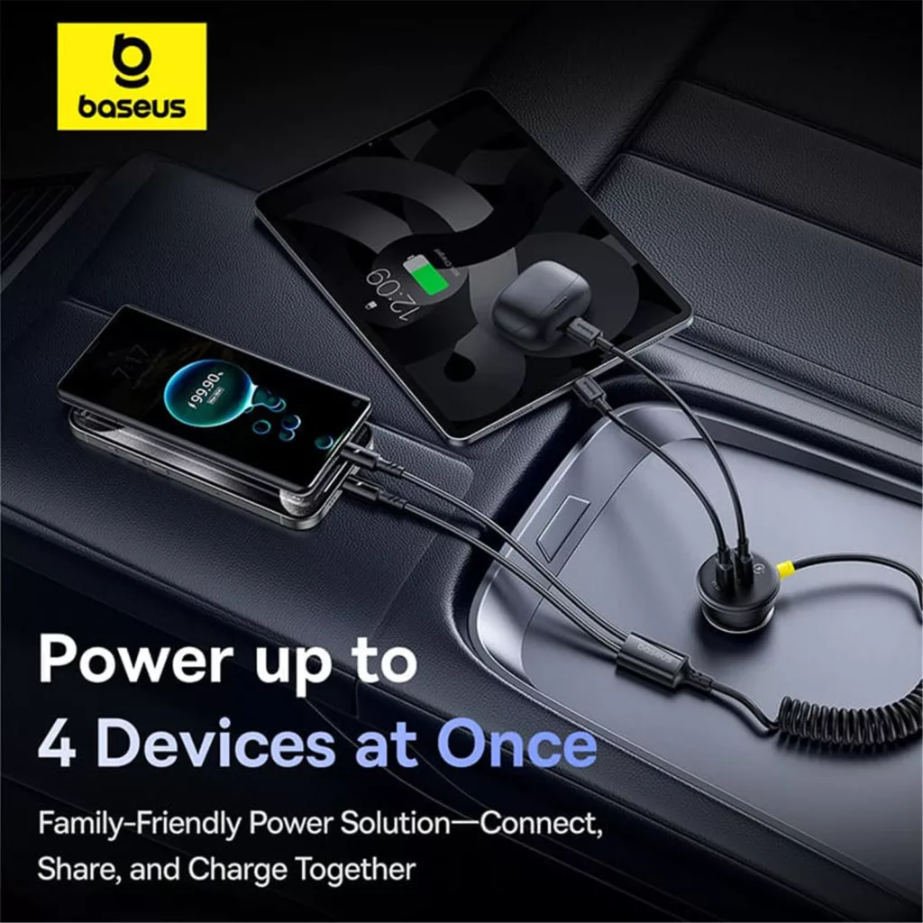 شارژر فندکی 60 وات دو پورت بیسوس مدل BSCC-UC-CL