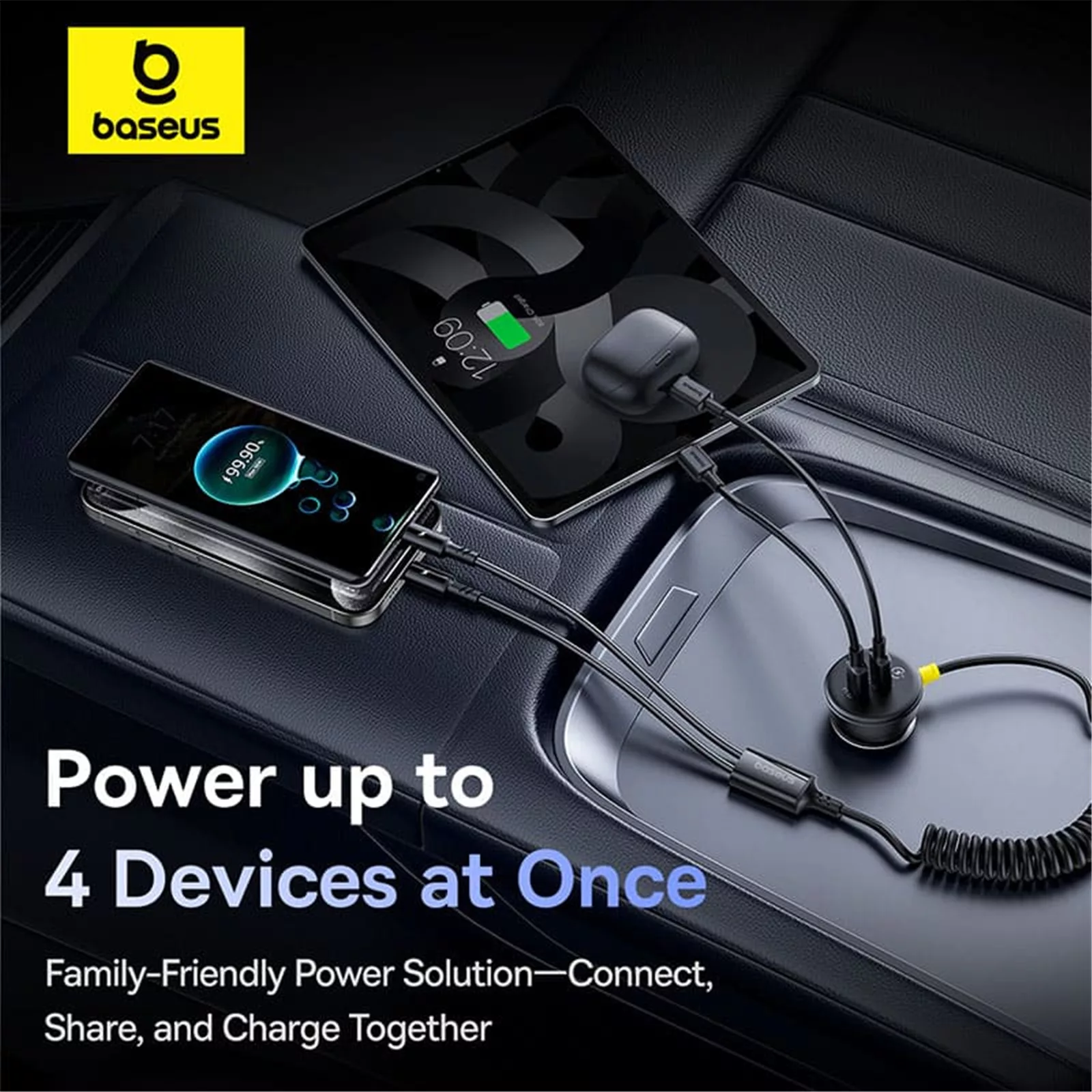 شارژر فندکی 60 وات دو پورت بیسوس مدل BSCC-UC-CL