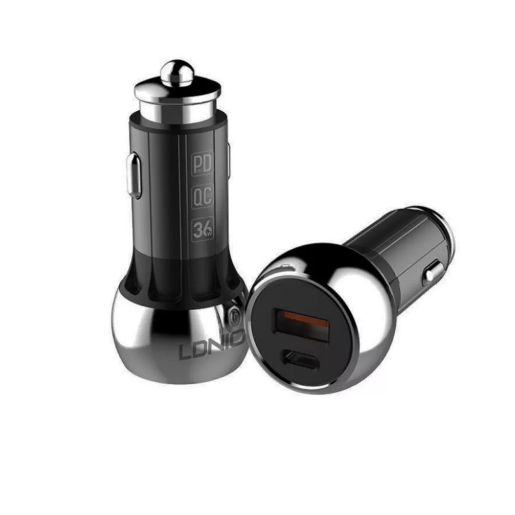 شارژر فندکی الدینیو مدل C1 به همراه کابل تبدیل USB-C