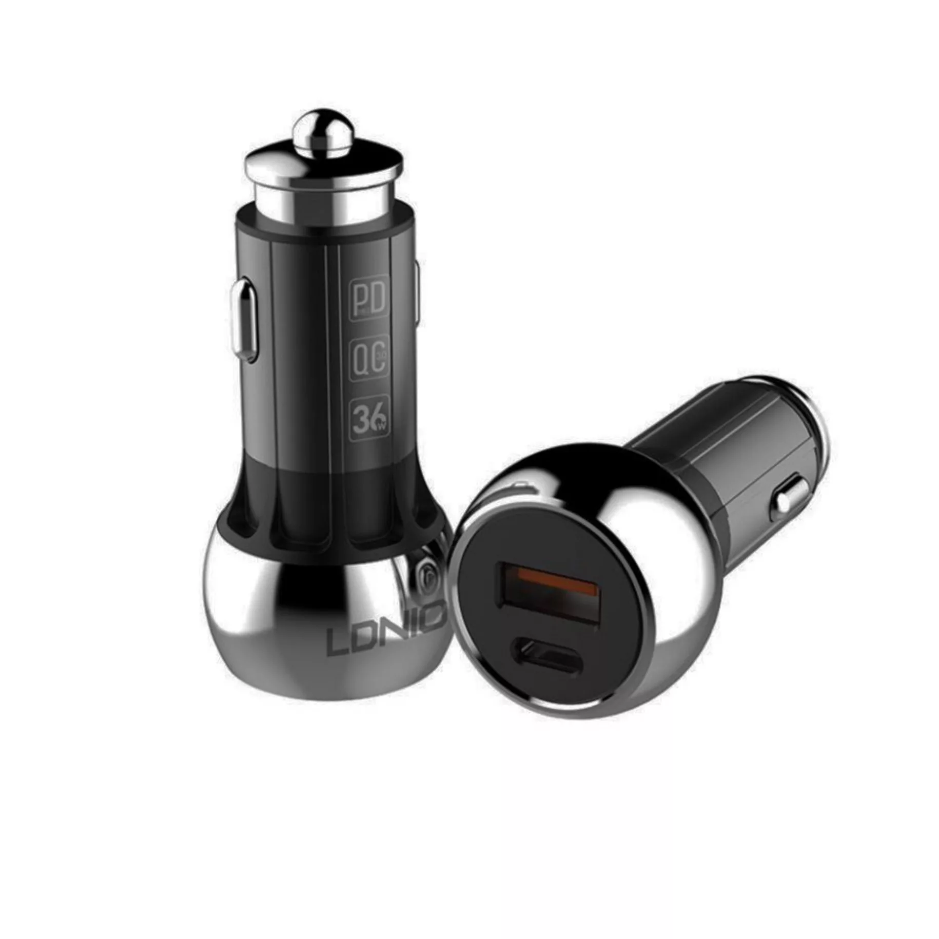 شارژر فندکی الدینیو مدل C1 به همراه کابل تبدیل USB-C