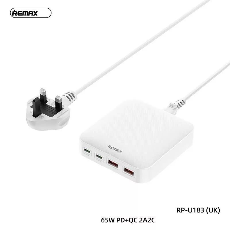 شارژر رومیزی 166 وات ۴ پورت ریمکس مدل RP-U183 به‌همراه کابل برق