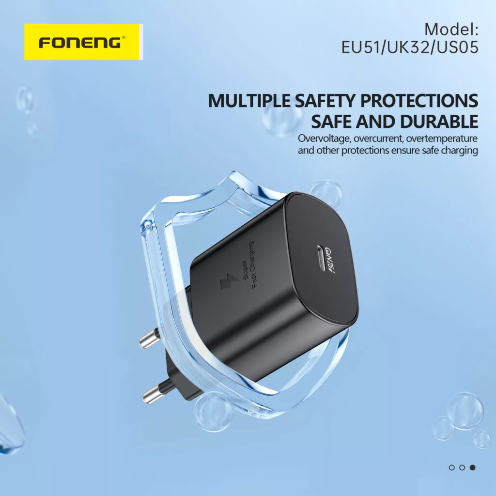 شارژر دیواری 25 وات فوننگ مدل A55 SUPERFAST EU به همراه کابل تبدیل USB-C