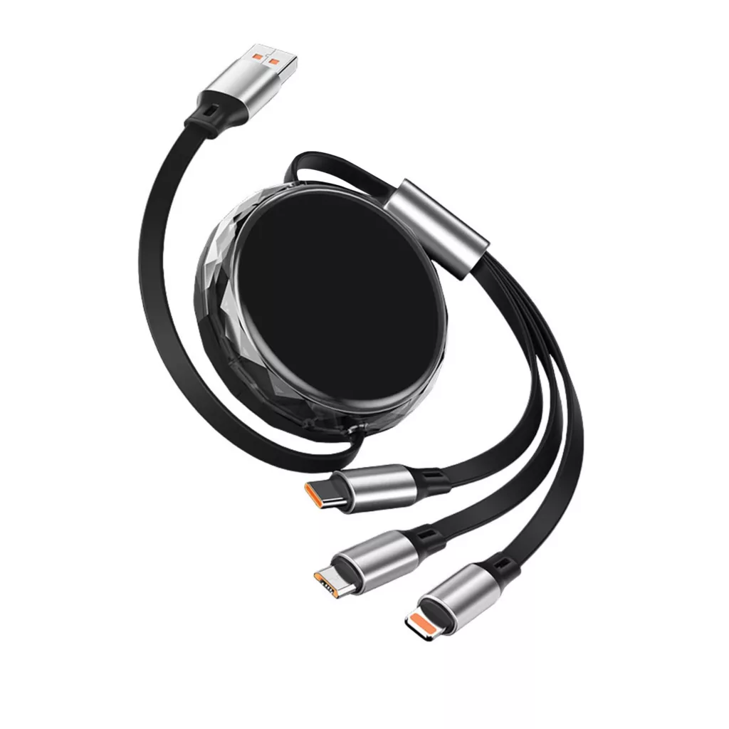 شارژر فندکی 100 وات مدل ML-100 به همراه کابل تبدیل USB به MicroUSB / لایتنینگ / USB-C