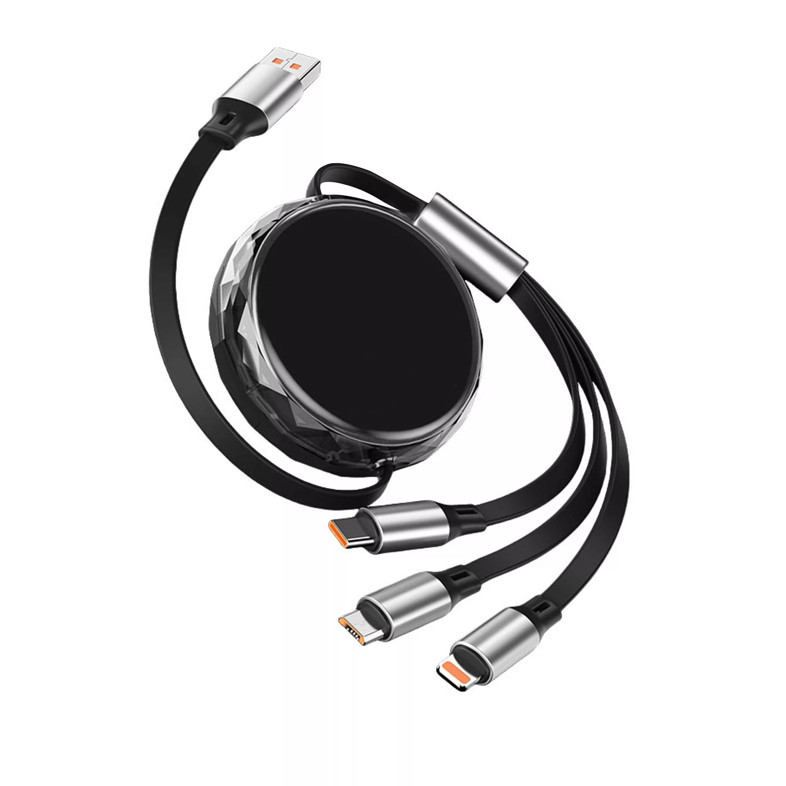 شارژر فندکی 100 وات مدل ML-100 به همراه کابل تبدیل USB به MicroUSB / لایتنینگ / USB-C