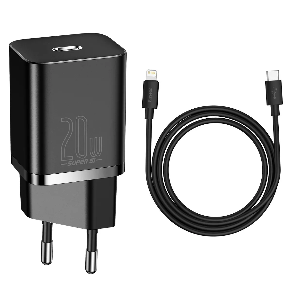 آداپتور شارژر بیسوس مدل Super Si 20W همراه با کابل لایتنینگ آداپتور شارژر بیسوس مدل Super Si 20W همراه با کابل لایتنینگ