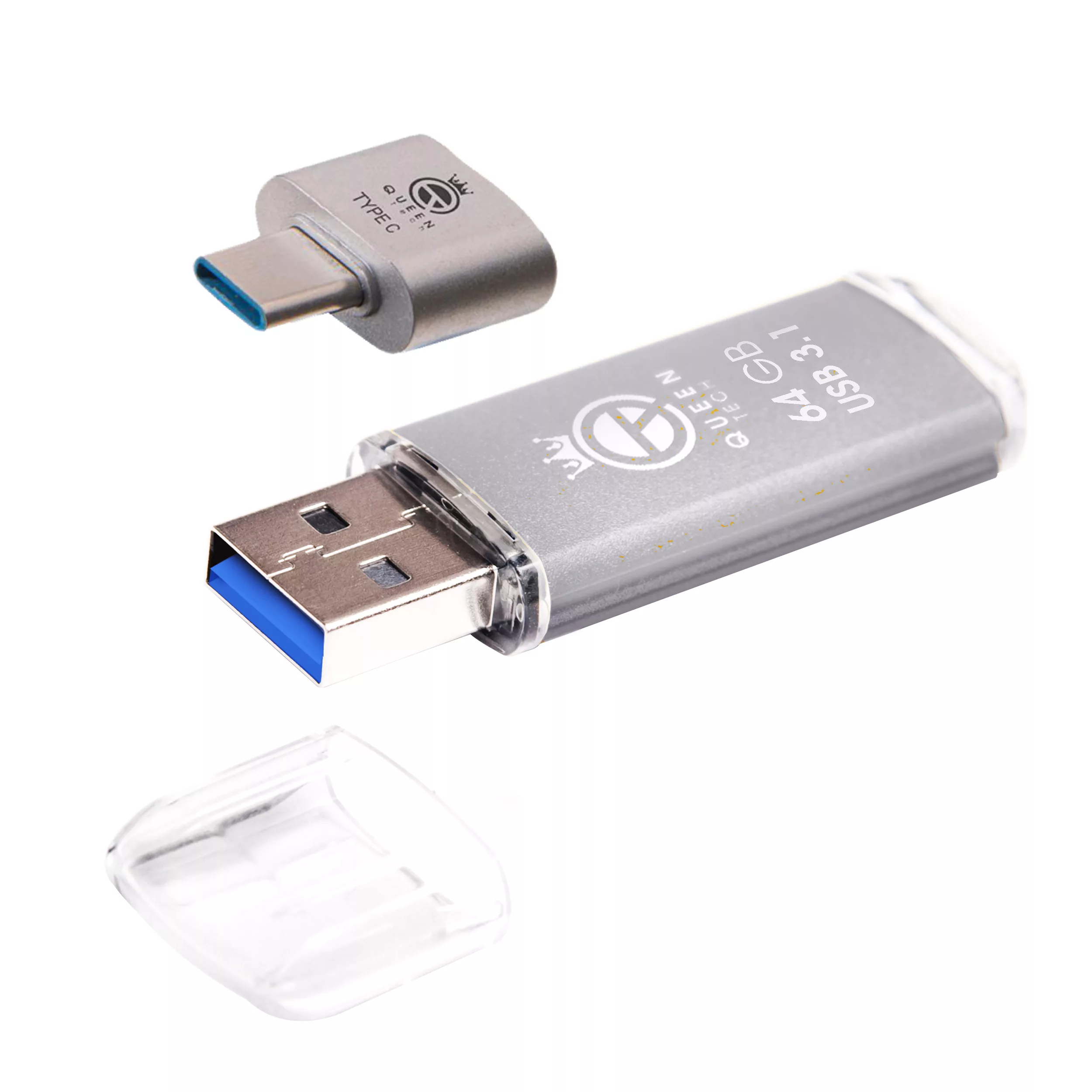 فلش مموری کوئین تک مدل QUICK USB3.1 CPLUSظرفیت 64 گیگابایت به همراه مبدل USB-C فلش مموری کوئین تک مدل QUICK USB3.1 CPLUSظرفیت 64 گیگابایت به همراه مبدل USB-C