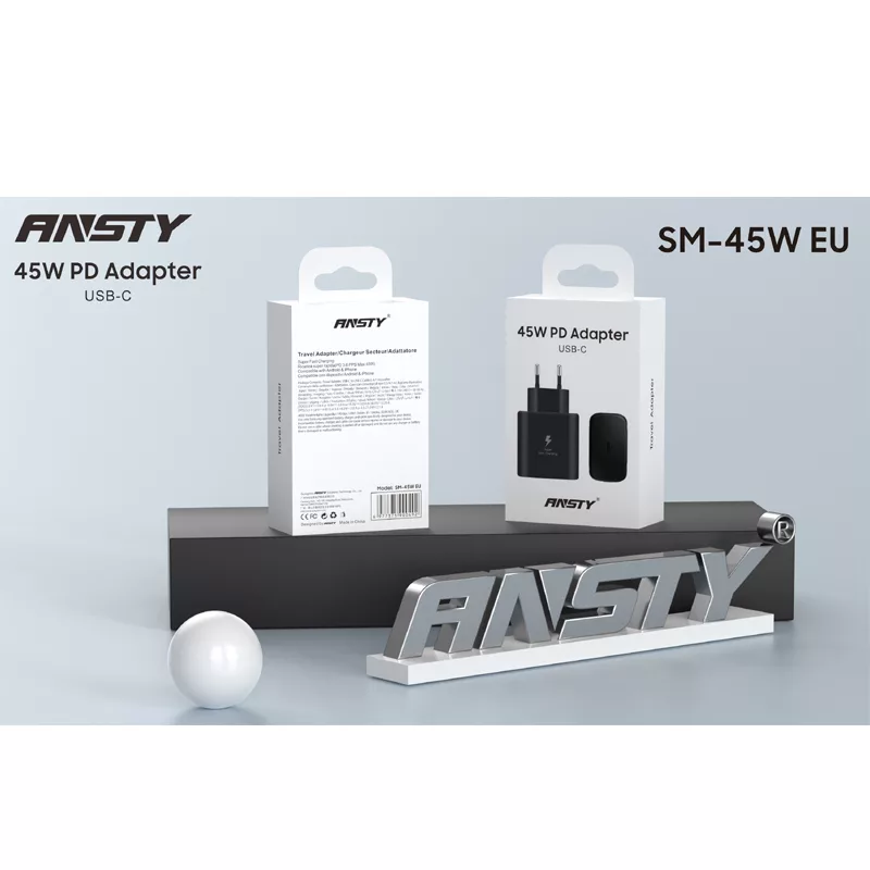 شارژر دیواری 45 وات انستی مدل SM45 به همراه کابل تبدیل USB-C